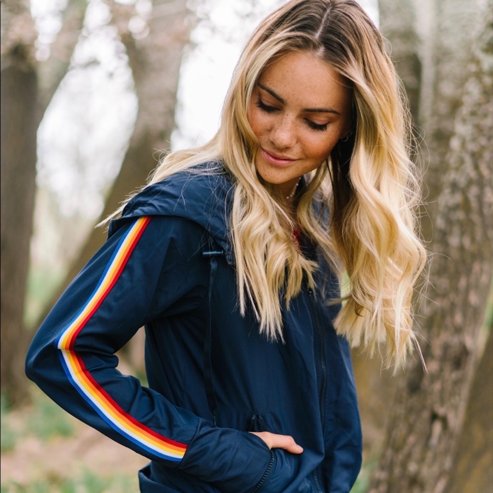 Zyia Navy Rainbow Bomber Jacket